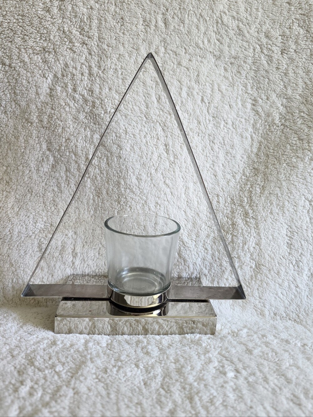 New Triangle Gloss Metal Hurricane Candle holder, christmas tree, modern decor